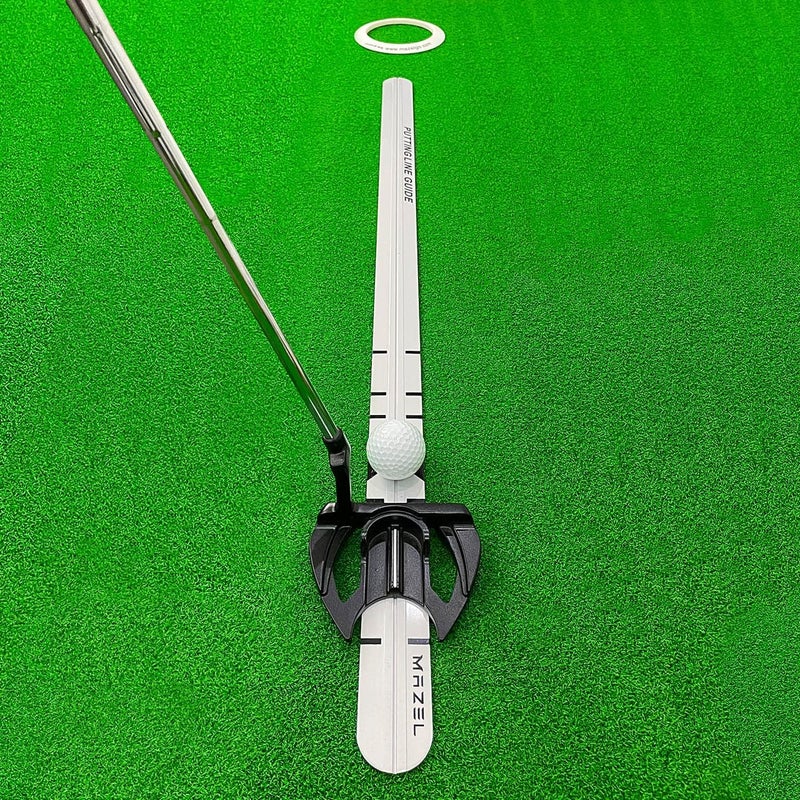 MAZEL Golf Putting Alignment Rail,Alloy Steel Golf Trainer Aid for Putting Green,35 * 1.6 Inch,Precision Distance Control & Instant Feedback (Putting Alignment Rail, Putting Ring, Practice Ball) - Image 1